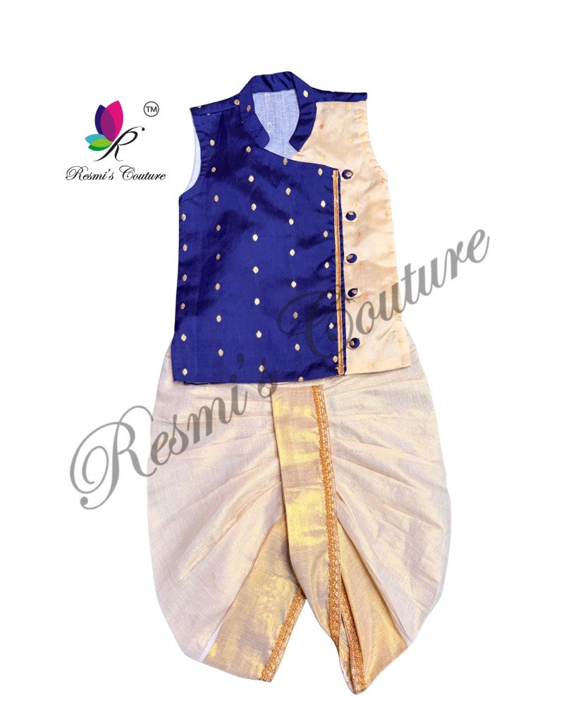 Royal Blue Taffetta Silk Kurta Dhoti
