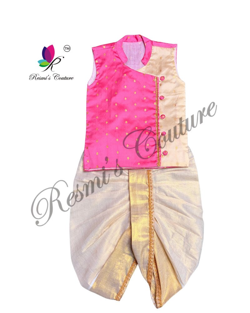 Hot Pink Taffetta Silk Kurta Dhoti