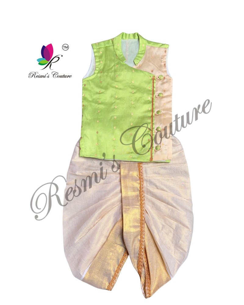 Light Green Taffetta Silk Kurta Dhoti