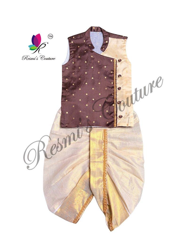 Coffe Brown Taffetta Silk Kurta Dhoti