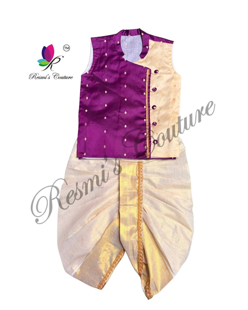 Violet Taffetta Silk Kurta Dhoti