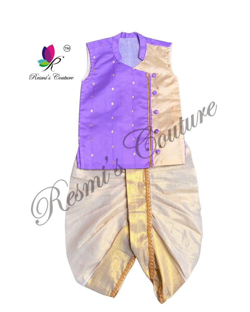 Lavender Taffetta Silk Kurta Dhoti