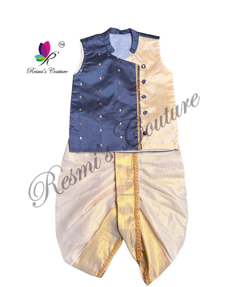 Grey Taffetta Silk Kurta Dhoti